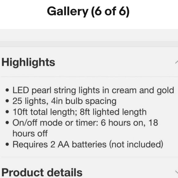 Kate Spade New York x Target 25 Count LED Pearl String Lights Cream Gold nwt - Picture 7 of 7